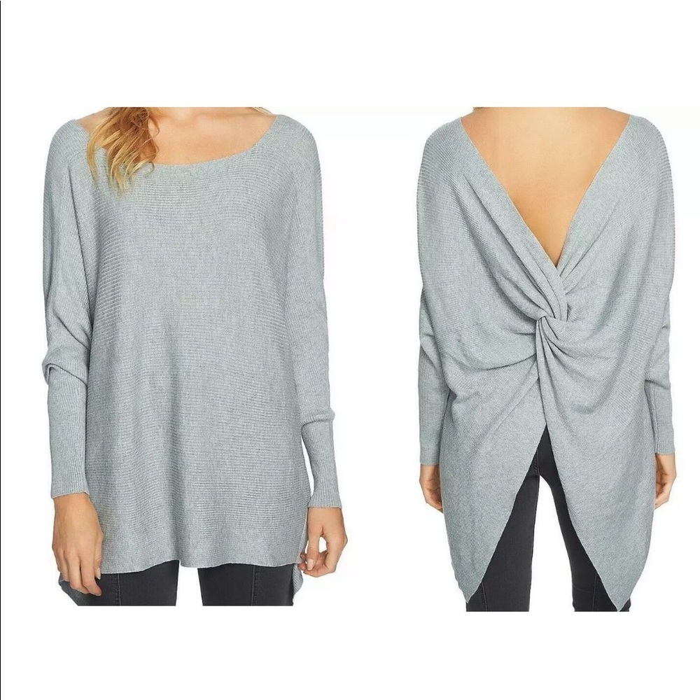 1. State Twist Back Gray Sweater **No Size Tag**